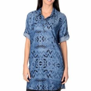 Philosophy Chambray Shirt Dress Aztec Print